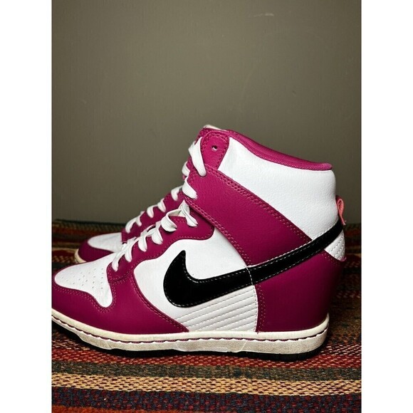 Nike Dunk Sky Hi Bright Magenta Sneakers 528899-502 Black White Wedge 7.5 - Picture 4 of 12